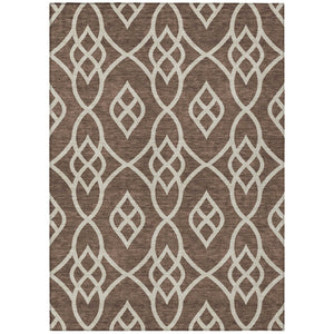 HomeRoots 5' Chocolate and Ivory Trellis Indoor Outdoor Area Rug - Stylish, Washable, and Versatile Design 10' X 14' 592088