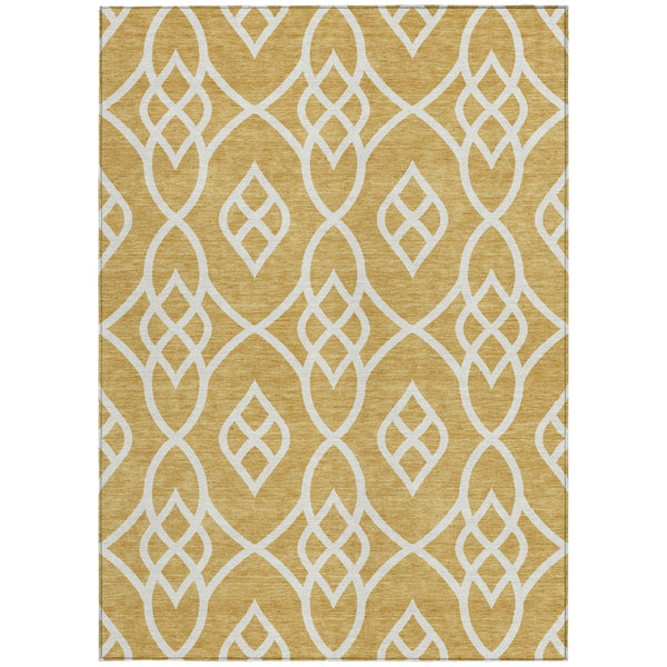 Homeroots 3' Artichoke Green And Ivory Trellis Washable Rug For Indoor Outdoor Spaces - Durable And Stylish! 5' X 8' Polyester 592090