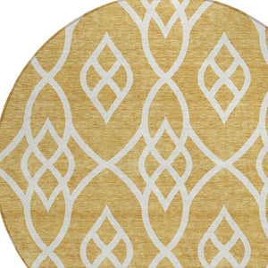 Homeroots 3' Artichoke Green And Ivory Trellis Washable Rug For Indoor Outdoor Spaces - Durable And Stylish! 8' Round Polyester 592091