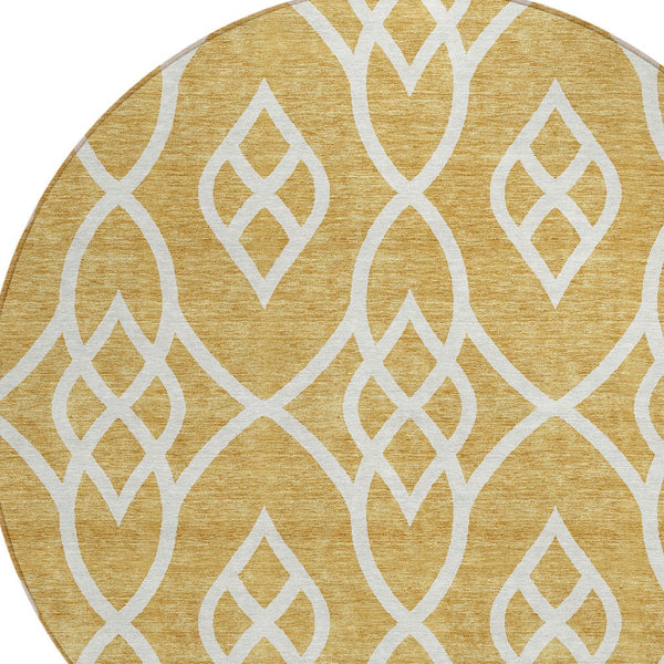 Homeroots 3' Artichoke Green And Ivory Trellis Washable Rug For Indoor Outdoor Spaces - Durable And Stylish! 8' Round Polyester 592091