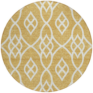 Homeroots 3' Artichoke Green And Ivory Trellis Washable Rug For Indoor Outdoor Spaces - Durable And Stylish! 8' Round Polyester 592091