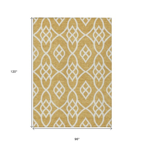 Homeroots 3' Artichoke Green And Ivory Trellis Washable Rug For Indoor Outdoor Spaces - Durable And Stylish! 8' X 10' Polyester 592092