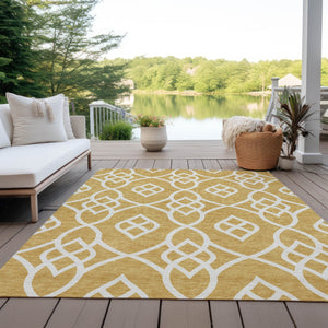 Homeroots 3' Artichoke Green And Ivory Trellis Washable Rug For Indoor Outdoor Spaces - Durable And Stylish! 8' X 10' Polyester 592092