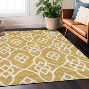 Homeroots 3' Artichoke Green And Ivory Trellis Washable Rug For Indoor Outdoor Spaces - Durable And Stylish! 8' X 10' Polyester 592092