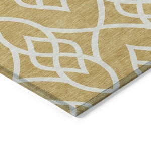 Homeroots 3' Artichoke Green And Ivory Trellis Washable Rug For Indoor Outdoor Spaces - Durable And Stylish! 9' X 12' Polyester 592093