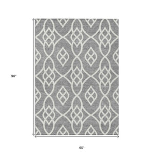 Homeroots 3' Artichoke Green And Ivory Trellis Washable Rug For Indoor Outdoor Spaces - Durable And Stylish! 5' X 8' Polyester 592096