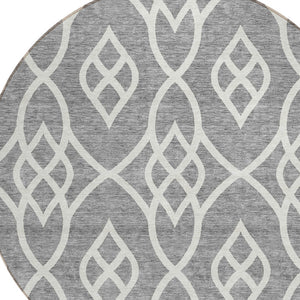 Homeroots 3' Artichoke Green And Ivory Trellis Washable Rug For Indoor Outdoor Spaces - Durable And Stylish! 8' Round Polyester 592097