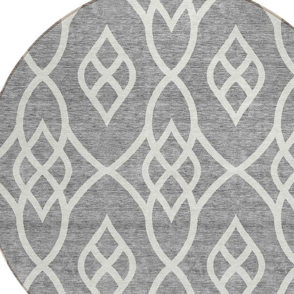 Homeroots 3' Artichoke Green And Ivory Trellis Washable Rug For Indoor Outdoor Spaces - Durable And Stylish! 8' Round Polyester 592097