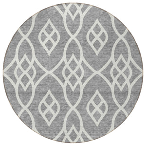 Homeroots 3' Artichoke Green And Ivory Trellis Washable Rug For Indoor Outdoor Spaces - Durable And Stylish! 8' Round Polyester 592097