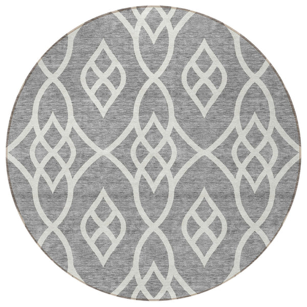 Homeroots 3' Artichoke Green And Ivory Trellis Washable Rug For Indoor Outdoor Spaces - Durable And Stylish! 8' Round Polyester 592097