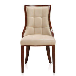 English Elm Fifth Avenue wood dining chair with walnut beech frame, plush stitched upholstery & velvet back, 300 lb capacity Cream B365P397806