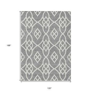 Homeroots 3' Artichoke Green And Ivory Trellis Washable Rug For Indoor Outdoor Spaces - Durable And Stylish! 10' X 14' Polyester 592100