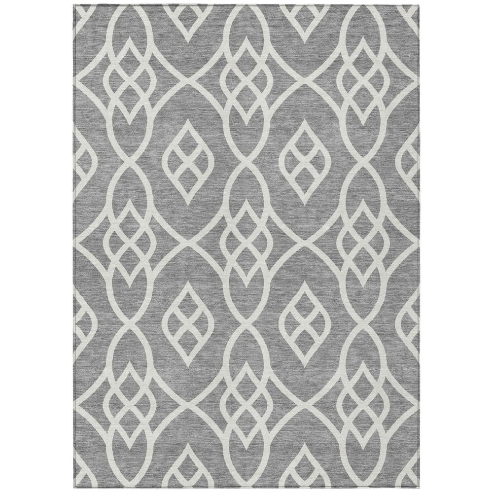 HomeRoots 5' Stylish Gray and Ivory Trellis Rug - Durable, Machine-Washable Area Rug for Indoor/Outdoor Spaces 10' X 14' 592100