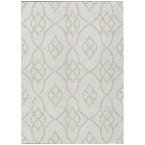 HomeRoots 5' Ivory and Gray Trellis Area Rug – Stylish, Washable Indoor/Outdoor Carpet for High-Traffic Spaces 5' X 8' 592102