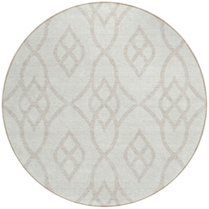 Homeroots 3' Artichoke Green And Ivory Trellis Washable Rug For Indoor Outdoor Spaces - Durable And Stylish! 8' Round Polyester 592103