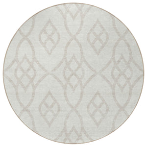 Homeroots 3' Artichoke Green And Ivory Trellis Washable Rug For Indoor Outdoor Spaces - Durable And Stylish! 8' Round Polyester 592103