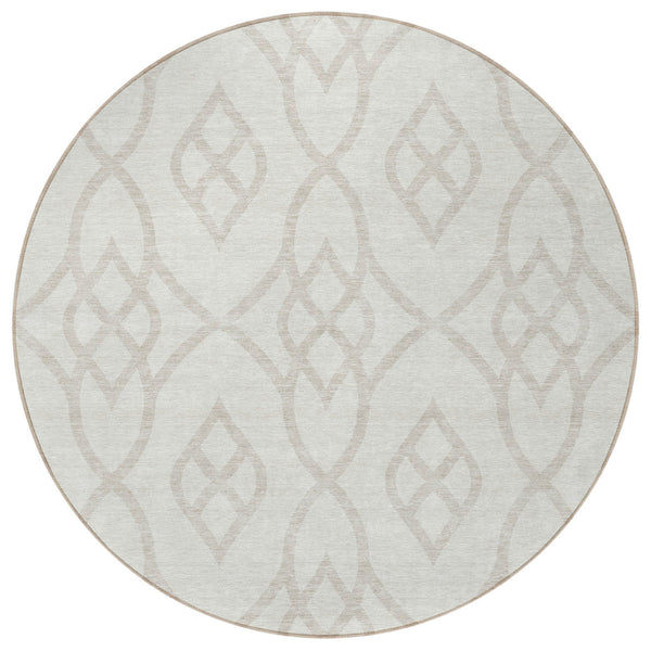 Homeroots 3' Artichoke Green And Ivory Trellis Washable Rug For Indoor Outdoor Spaces - Durable And Stylish! 8' Round Polyester 592103