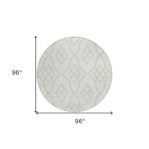 Homeroots 3' Artichoke Green And Ivory Trellis Washable Rug For Indoor Outdoor Spaces - Durable And Stylish! 8' Round Polyester 592103