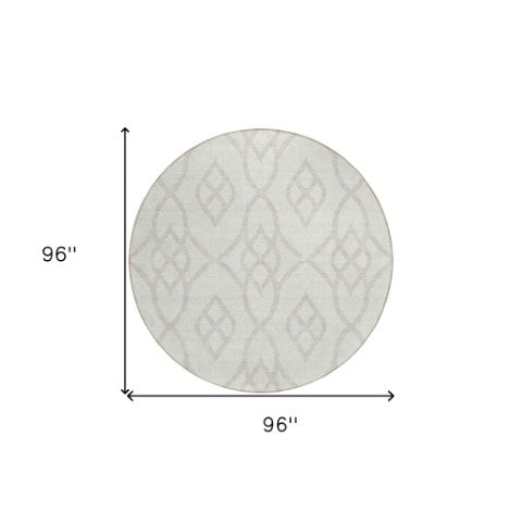 Homeroots 3' Artichoke Green And Ivory Trellis Washable Rug For Indoor Outdoor Spaces - Durable And Stylish! 8' Round Polyester 592103