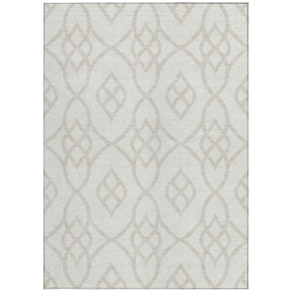 Homeroots 3' Artichoke Green And Ivory Trellis Washable Rug For Indoor Outdoor Spaces - Durable And Stylish! 8' X 10' Polyester 592104