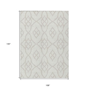 Homeroots 3' Artichoke Green And Ivory Trellis Washable Rug For Indoor Outdoor Spaces - Durable And Stylish! 9' X 12' Polyester 592105