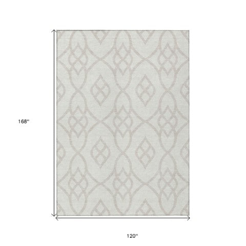 Homeroots 3' Artichoke Green And Ivory Trellis Washable Rug For Indoor Outdoor Spaces - Durable And Stylish! 10' X 14' Polyester 592106