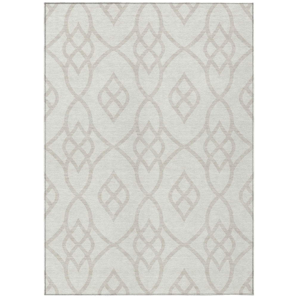HomeRoots 5' Ivory and Gray Trellis Area Rug – Stylish, Washable Indoor/Outdoor Carpet for High-Traffic Spaces 10' X 14' 592106