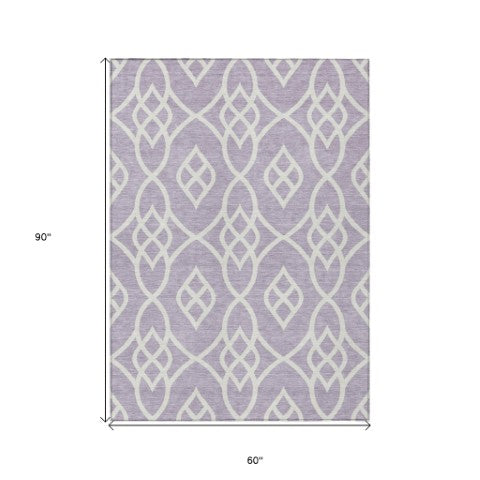 Homeroots 3' Artichoke Green And Ivory Trellis Washable Rug For Indoor Outdoor Spaces - Durable And Stylish! 5' X 8' Polyester 592108
