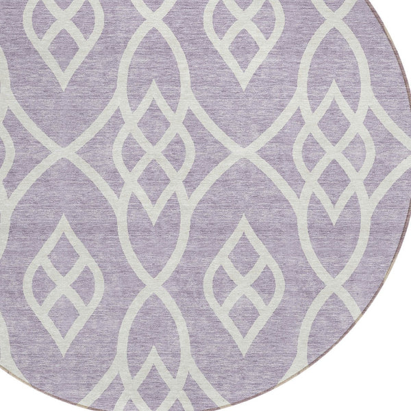 Homeroots 3' Artichoke Green And Ivory Trellis Washable Rug For Indoor Outdoor Spaces - Durable And Stylish! 8' Round Polyester 592109