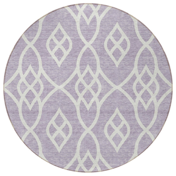 Homeroots 3' Artichoke Green And Ivory Trellis Washable Rug For Indoor Outdoor Spaces - Durable And Stylish! 8' Round Polyester 592109