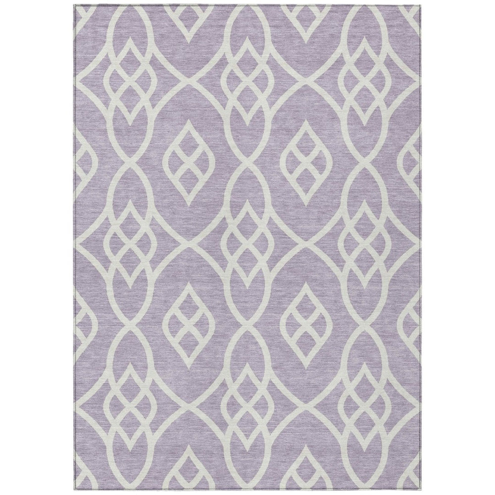 HomeRoots 9' Durable Lavender and Ivory Trellis Area Rug - Machine Washable for Indoor and Outdoor Use 9' X 12' 592111