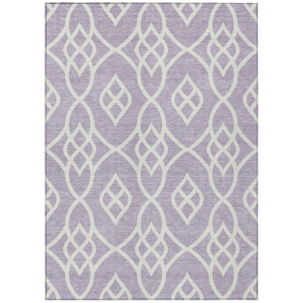 HomeRoots 9' Durable Lavender and Ivory Trellis Area Rug - Machine Washable for Indoor and Outdoor Use 9' X 12' 592111