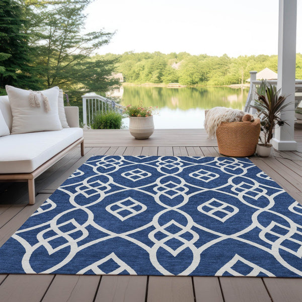 Homeroots 3' Artichoke Green And Ivory Trellis Washable Rug For Indoor Outdoor Spaces - Durable And Stylish! 3' X 5' Polyester 592113
