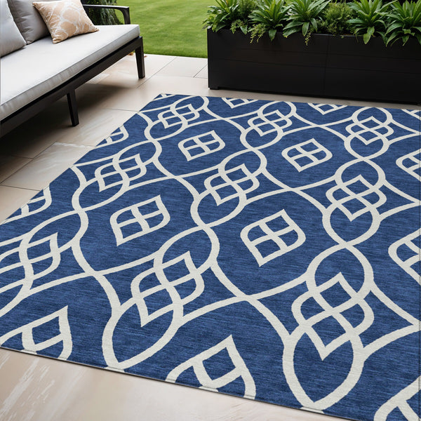 Homeroots 3' Artichoke Green And Ivory Trellis Washable Rug For Indoor Outdoor Spaces - Durable And Stylish! 5' X 8' Polyester 592114