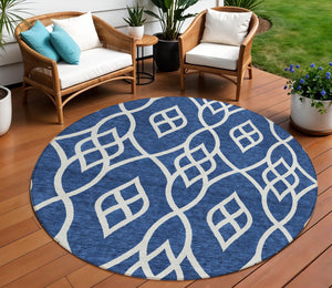 Homeroots 3' Artichoke Green And Ivory Trellis Washable Rug For Indoor Outdoor Spaces - Durable And Stylish! 8' Round Polyester 592115