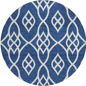 Homeroots 3' Artichoke Green And Ivory Trellis Washable Rug For Indoor Outdoor Spaces - Durable And Stylish! 8' Round Polyester 592115