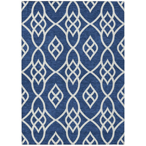 HomeRoots 9' Navy Blue and Ivory Trellis Washable Area Rug - Stylish, Durable, Perfect for Indoor/Outdoor Spaces 9' X 12' 592117