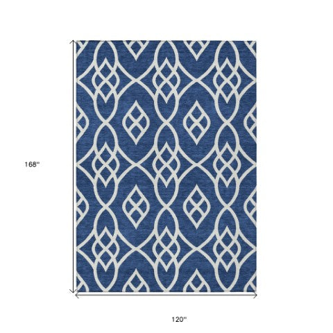 Homeroots 3' Artichoke Green And Ivory Trellis Washable Rug For Indoor Outdoor Spaces - Durable And Stylish! 10' X 14' Polyester 592118
