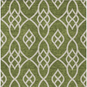 Homeroots 3' Artichoke Green And Ivory Trellis Washable Rug For Indoor Outdoor Spaces - Durable And Stylish! 3' X 5' Polyester 592119