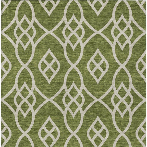 Homeroots 3' Artichoke Green And Ivory Trellis Washable Rug For Indoor Outdoor Spaces - Durable And Stylish! 3' X 5' Polyester 592119