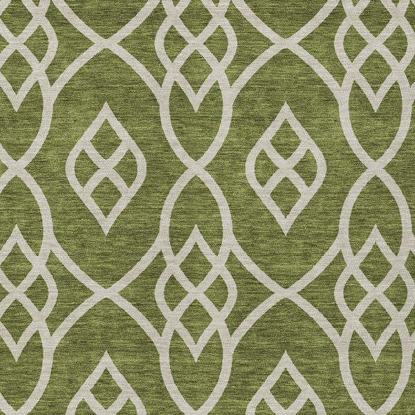 Homeroots 3' Artichoke Green And Ivory Trellis Washable Rug For Indoor Outdoor Spaces - Durable And Stylish! 3' X 5' Polyester 592119