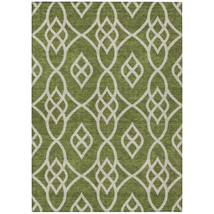 HomeRoots 5' Durable Olive Green and Ivory Trellis Area Rug for Indoor and Outdoor High-Traffic Spaces 5' X 8' 592120