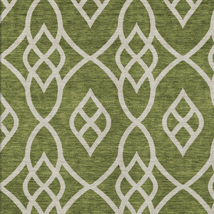 Homeroots 3' Artichoke Green And Ivory Trellis Washable Rug For Indoor Outdoor Spaces - Durable And Stylish! 5' X 8' Polyester 592120