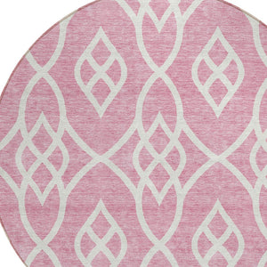 Homeroots 3' Artichoke Green And Ivory Trellis Washable Rug For Indoor Outdoor Spaces - Durable And Stylish! 8' Round Polyester 592127