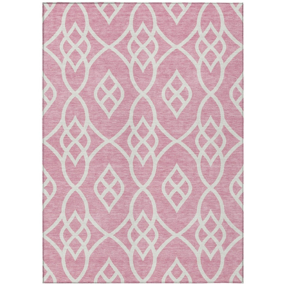 HomeRoots 9' Pink and Ivory Trellis Area Rug – Stylish, Washable, Durable for Indoor and Outdoor Living Spaces 9' X 12' 592129