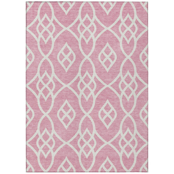 HomeRoots 9' Pink and Ivory Trellis Area Rug – Stylish, Washable, Durable for Indoor and Outdoor Living Spaces 9' X 12' 592129