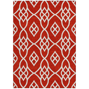 HomeRoots 5' Red and Ivory Trellis Area Rug - Stylish Indoor/Outdoor Design, Stain-Resistant & Machine Washable 5' X 8' 592132