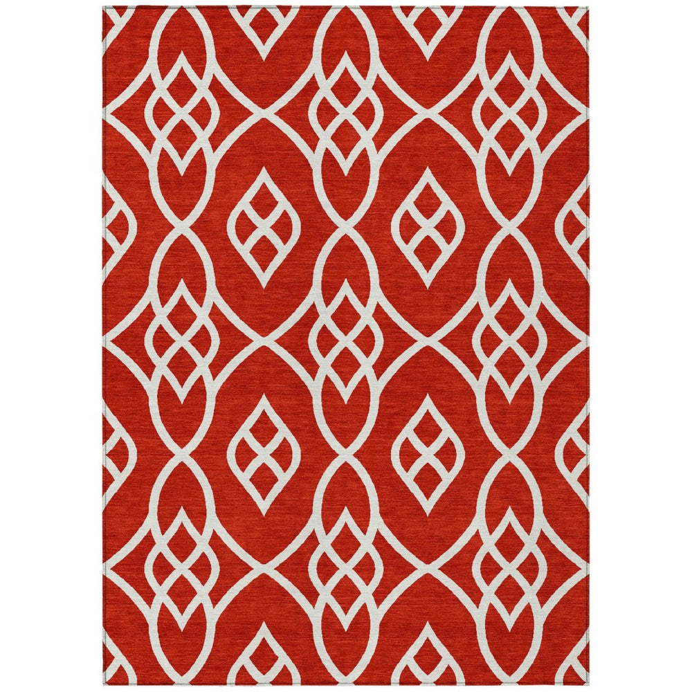 HomeRoots 9' Red and Ivory Trellis Washable Area Rug - Stylish, Durable, Stain-Resistant for Indoor/Outdoor Use 9' X 12' 592135