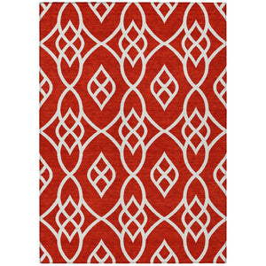 HomeRoots 9' Red and Ivory Trellis Washable Area Rug - Stylish, Durable, Stain-Resistant for Indoor/Outdoor Use 9' X 12' 592135