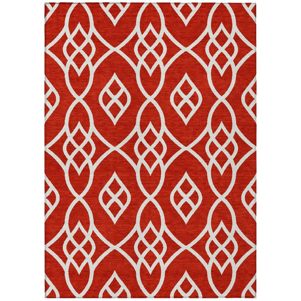 HomeRoots 5' Red and Ivory Trellis Area Rug - Stylish Indoor/Outdoor Design, Stain-Resistant & Machine Washable 10' X 14' 592136